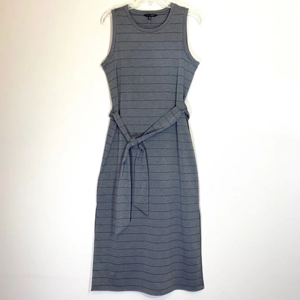 Nwt Dress Banana Republic Maxi Tank Dress Striped Midi Sleeveless Stretch Gray - Picture 6 of 14